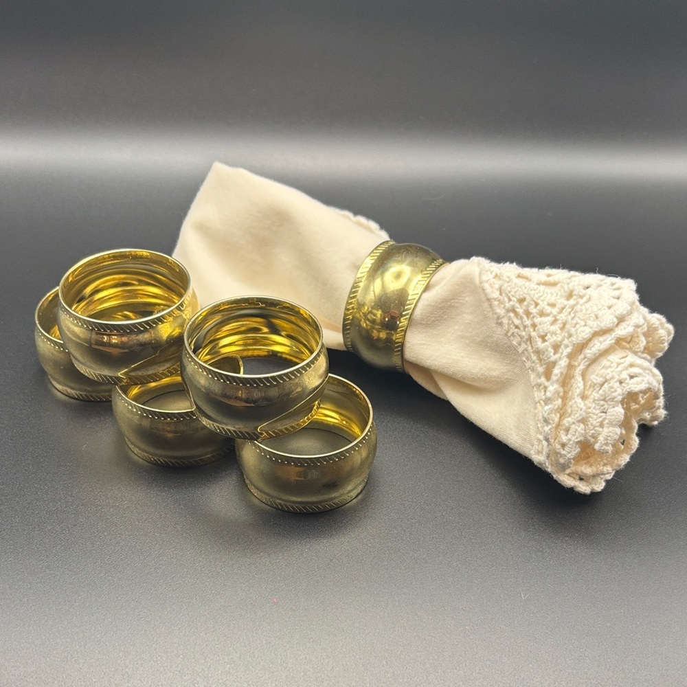 Vintage Brass Napkin Rings Set Of‎ 6 Dinner Party Holidays